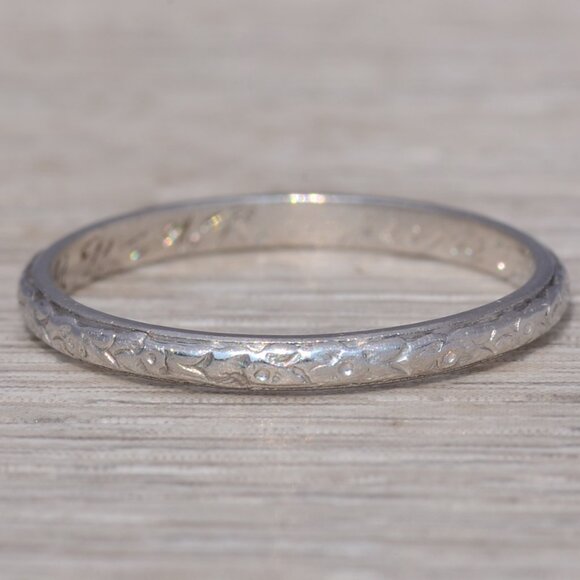 Art Deco Hand-Engraved Platinum Band from 1925
